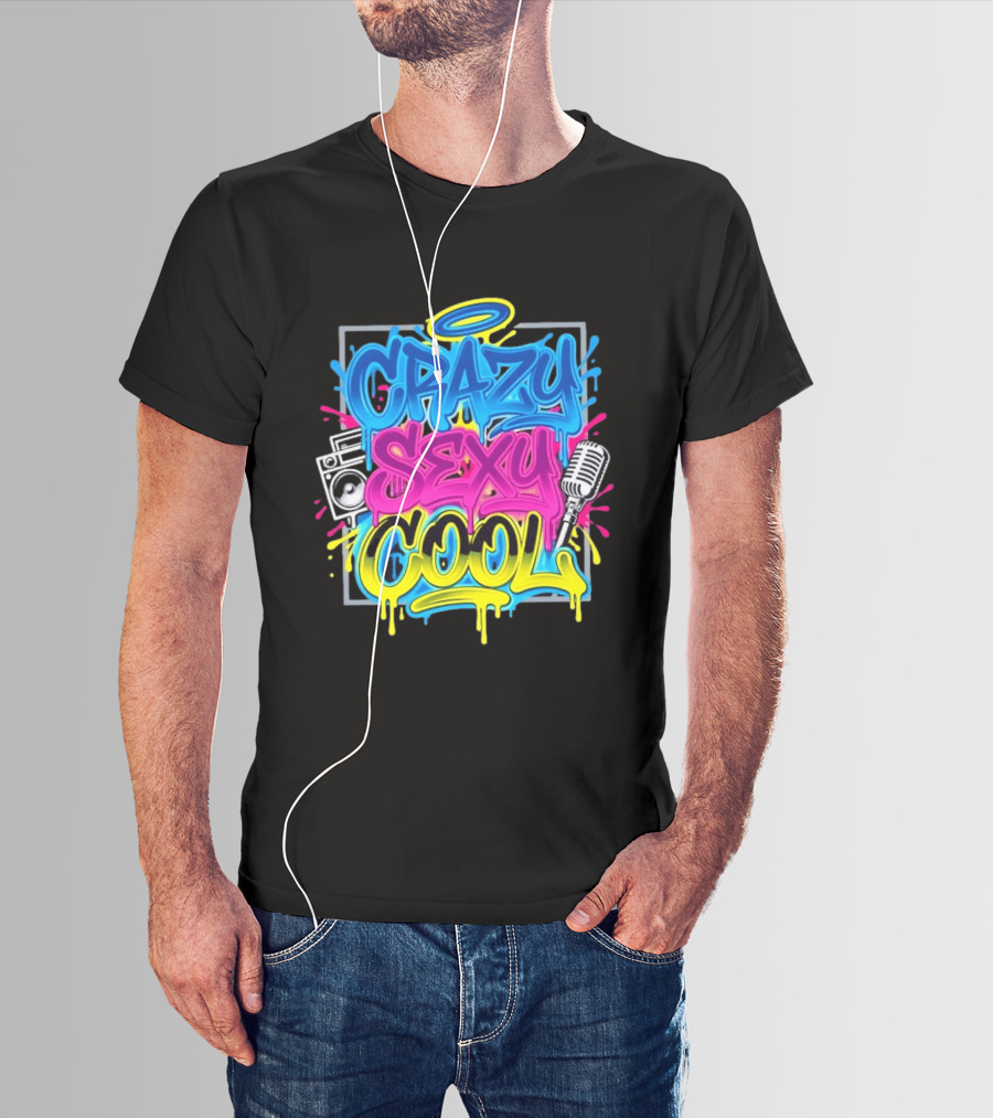 Crazy Sexy Cool Graffiti Boombox Microphone 90s R&B T-Shirt