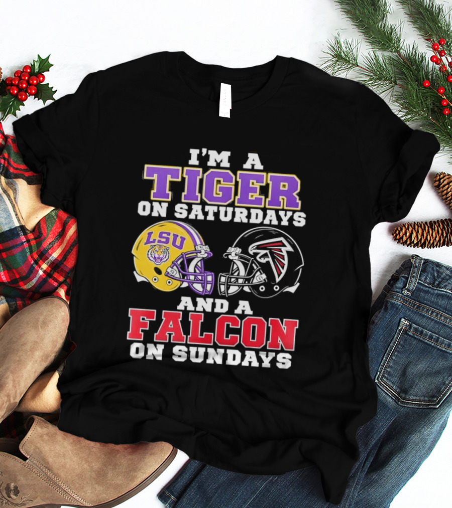 I'm A Tiger On Saturdays LSU Tigers And A Falcon On Sundays Atlanta Falcons T-Shirt