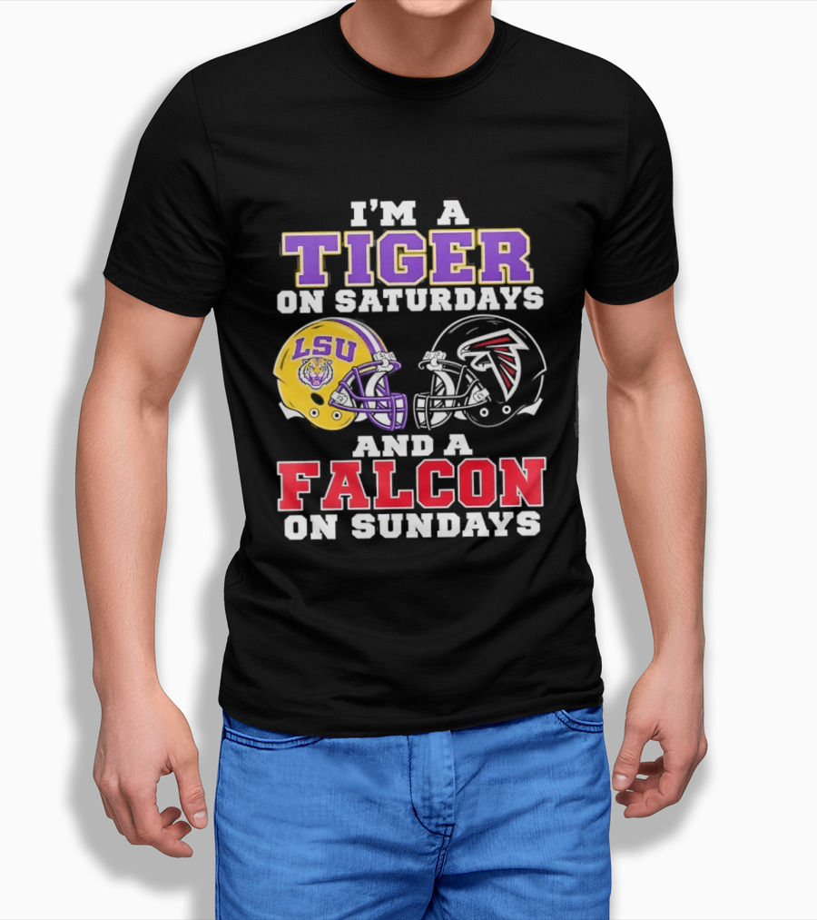 I'm A Tiger On Saturdays LSU Tigers And A Falcon On Sundays Atlanta Falcons T-Shirt