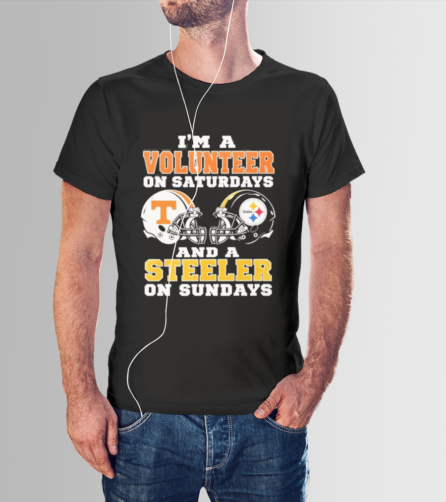 I'm A Volunteer On Saturdays Steeler On Sundays Football Helmets T-Shirt