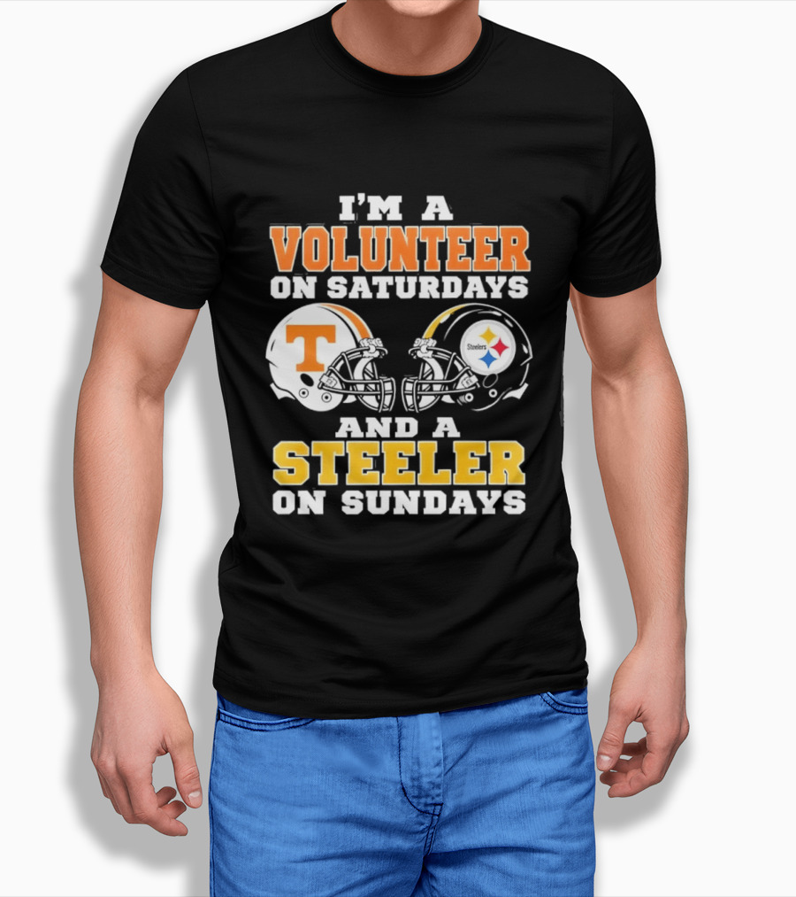 I'm A Volunteer On Saturdays Steeler On Sundays Football Helmets T-Shirt