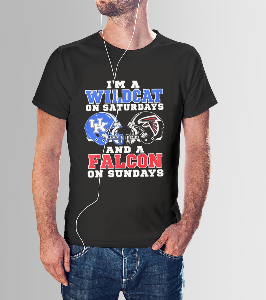 I'm A Wildcat On Saturdays And A Falcon On Sundays Kentucky And Atlanta Football Fan Gear T-Shirt