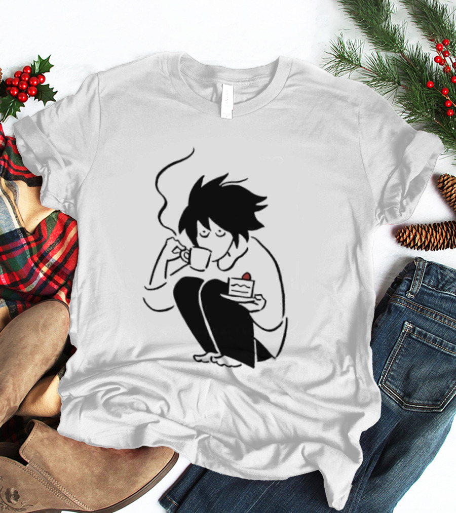 Death Note L Coffee And Strawberry Cake Scene T-Shirt