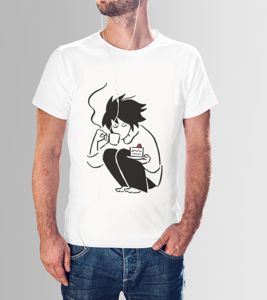 Death Note L Coffee And Strawberry Cake Scene T-Shirt