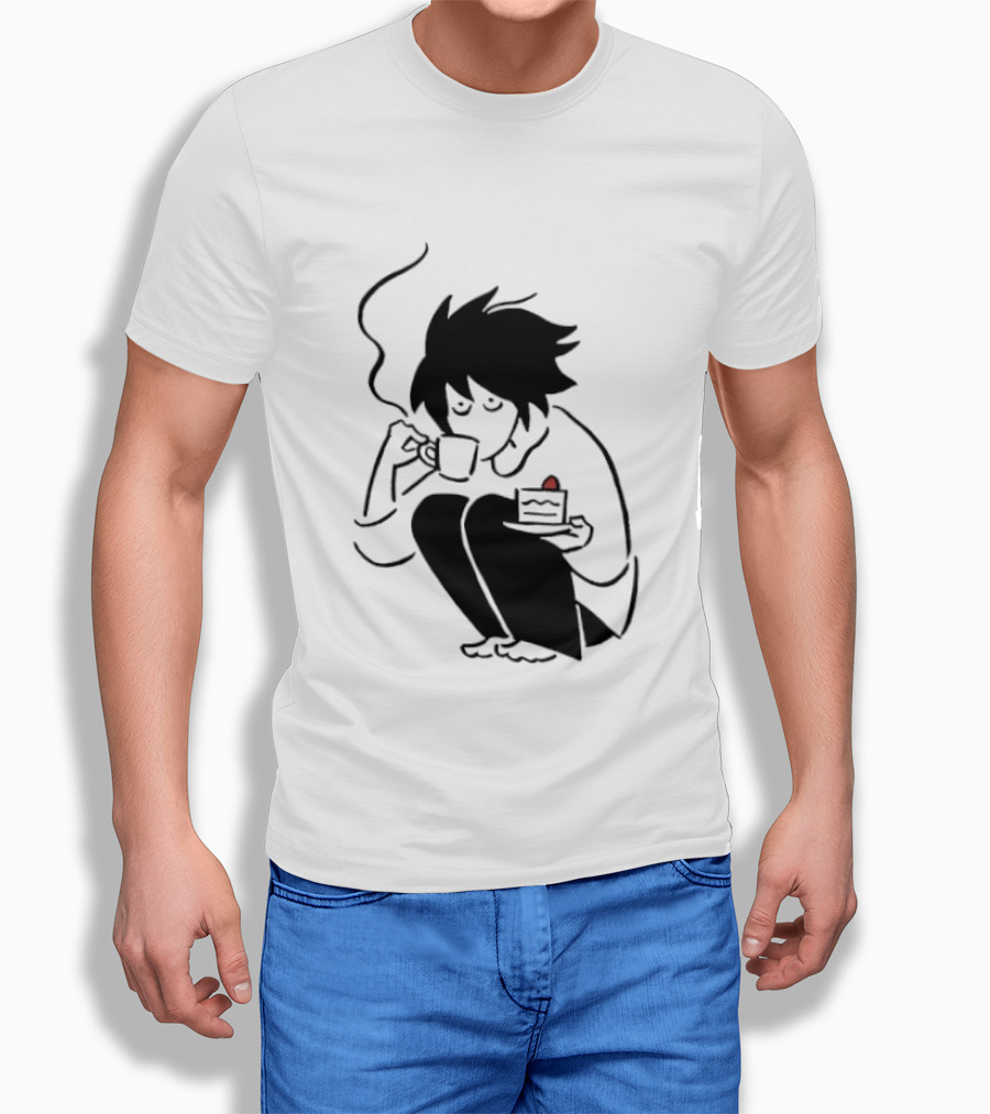 Death Note L Coffee And Strawberry Cake Scene T-Shirt