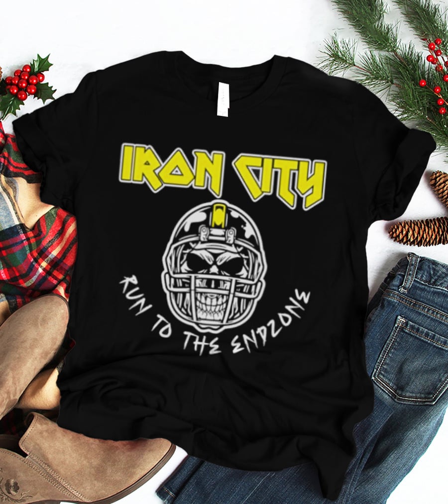 Iron City Run To The Endzone Skull Helmet T-Shirt