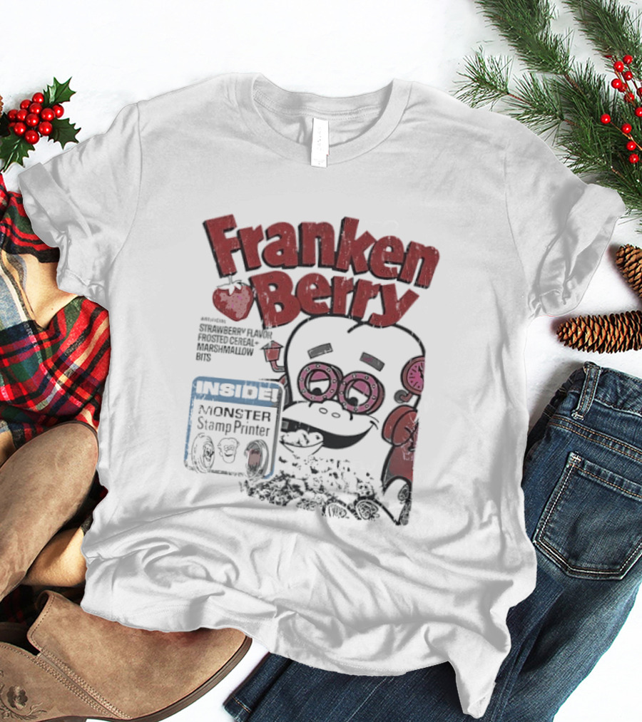 Franken Berry Monster Stamp Printer Inside T-Shirt