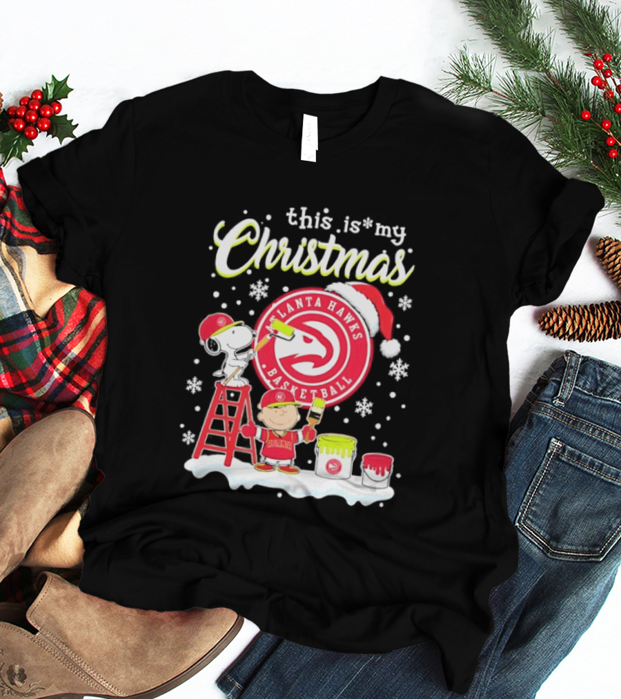 Atlanta Hawks Snoopy Woodstock Charlie Brown Christmas 2026 Basketball T-Shirt