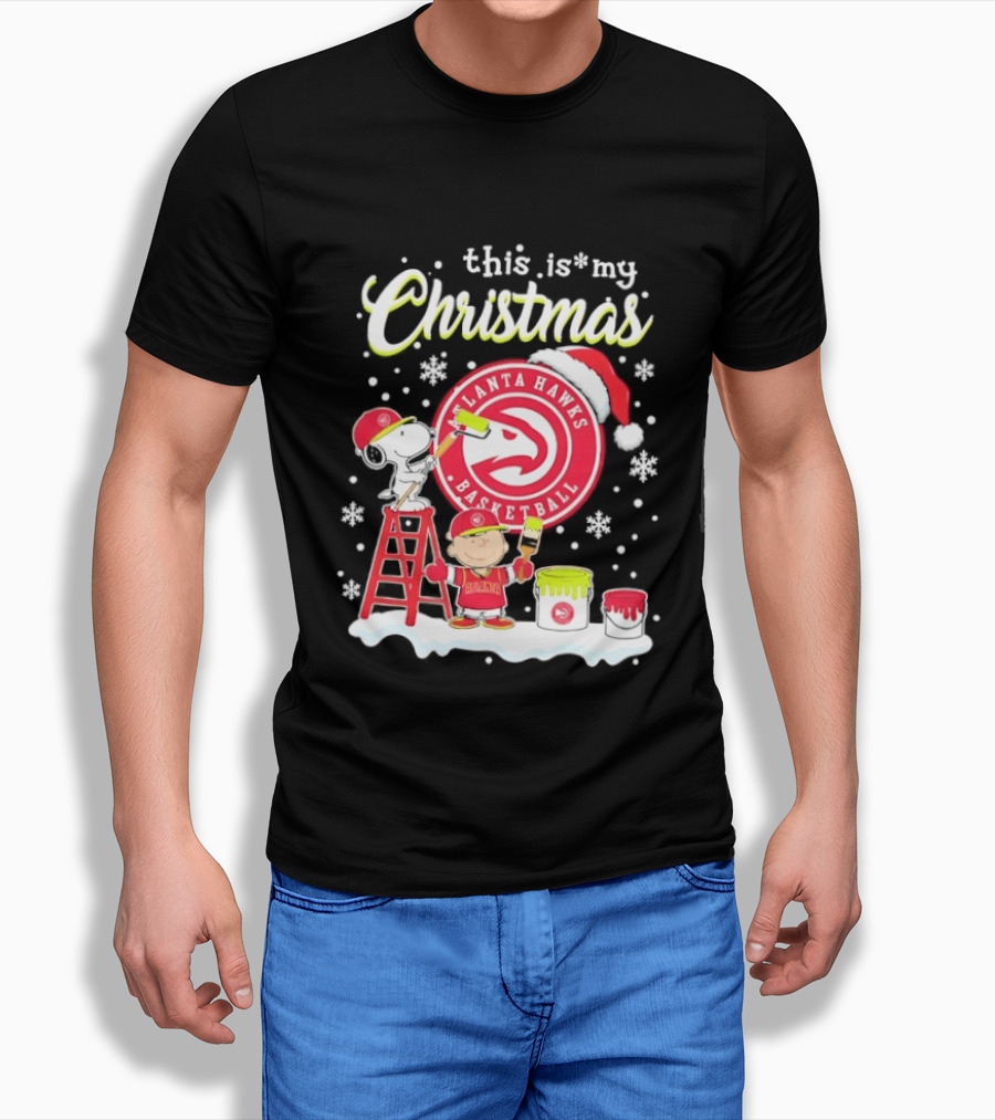 Atlanta Hawks Snoopy Woodstock Charlie Brown Christmas 2026 Basketball T-Shirt
