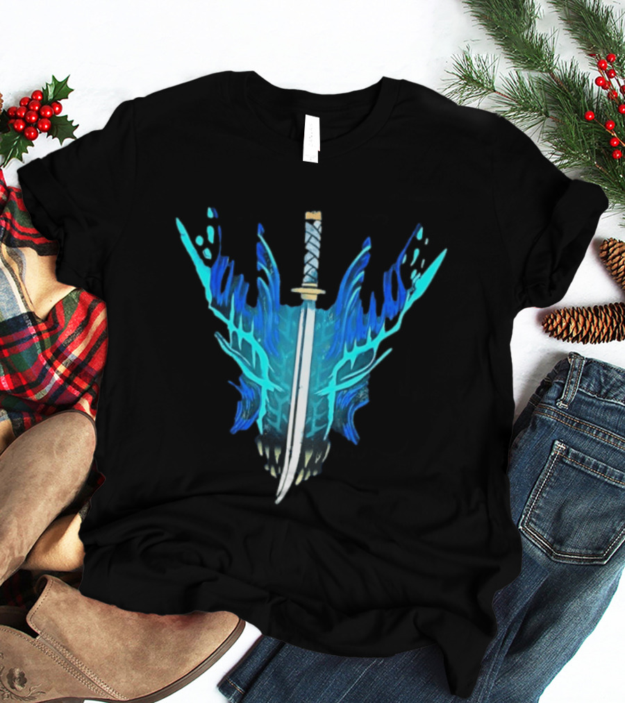 Devil May Cry 5 Vergil Yamato Sword Blue Flames T-Shirt