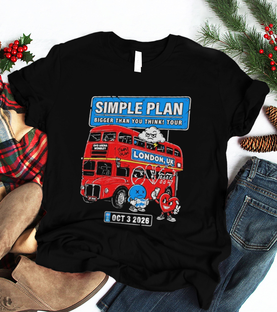 Simple Plan Bigger Than You Think Tour London UK Double Decker Oct 3 2026 T-Shirt
