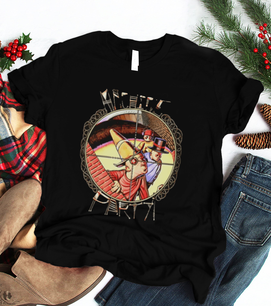 Machine Party Surreal Dark Fantasy Dystopian Vintage Cartoon Target Crosshair T-Shirt