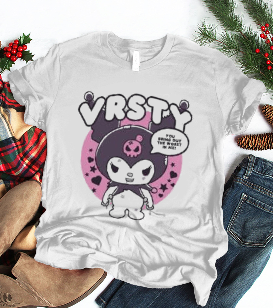 VRSTY Brawler Skull Jester Pink Circle Stars T-Shirt