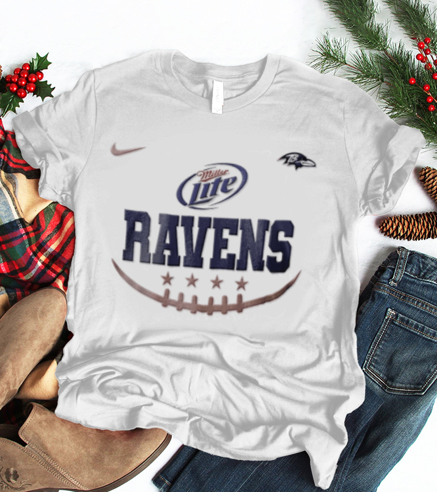 Miller Lite Ravens Nike Baltimore Football Stars T-Shirt