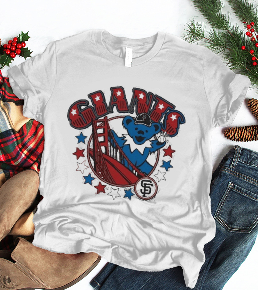 Grateful Dead Giants Bear San Francisco Bridge Retro Stars T-Shirt