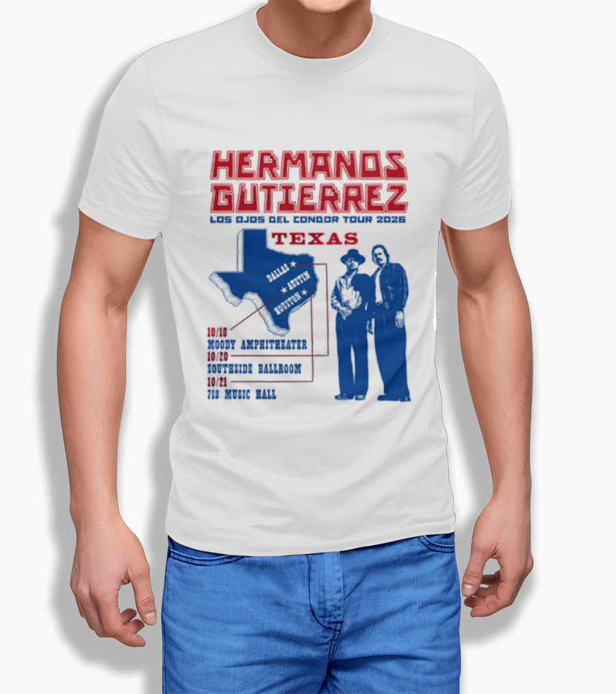 Hermanos Gutierrez Texas Los Ojos Condor Tour Dates October 18 Austin 20 Houston 21 Dallas 2026 T-Shirt