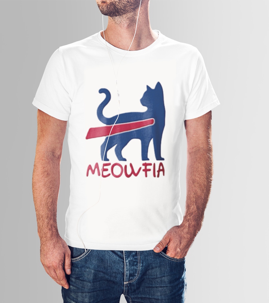 Meowfia Blue Cat Red T-Shirt