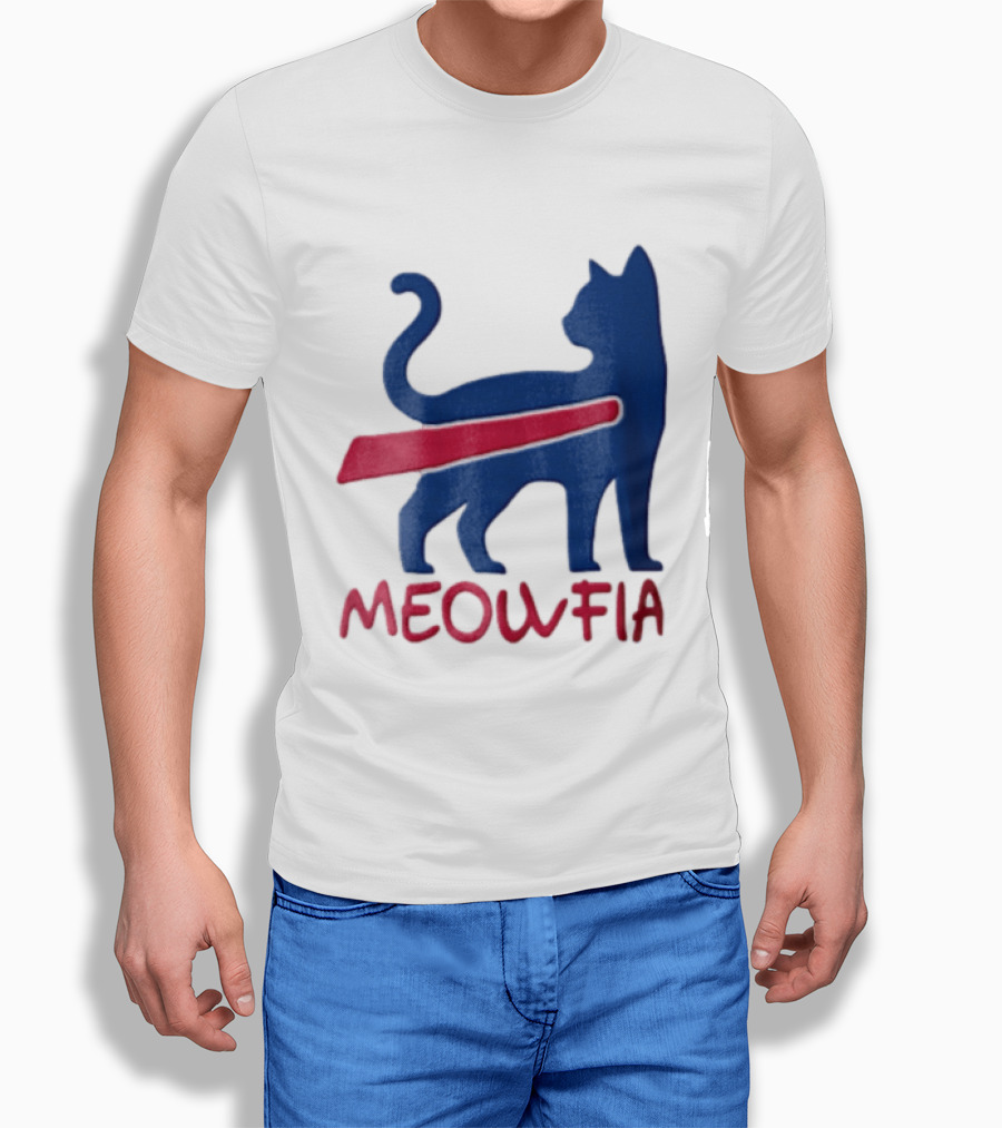 Meowfia Blue Cat Red T-Shirt
