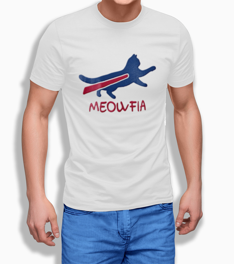 Meowfia Blue Cat Red T-Shirt
