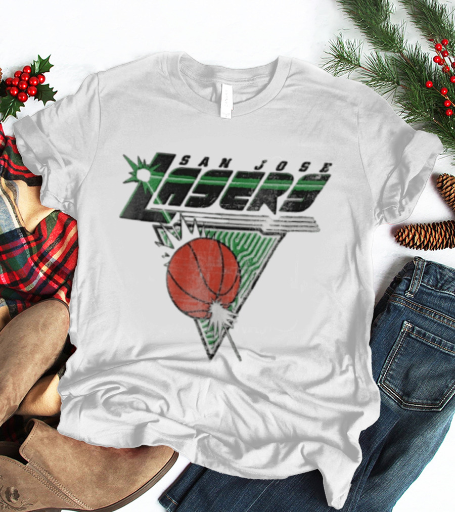 San Jose Lasers Basketball Green Circuit Triangle T-Shirt