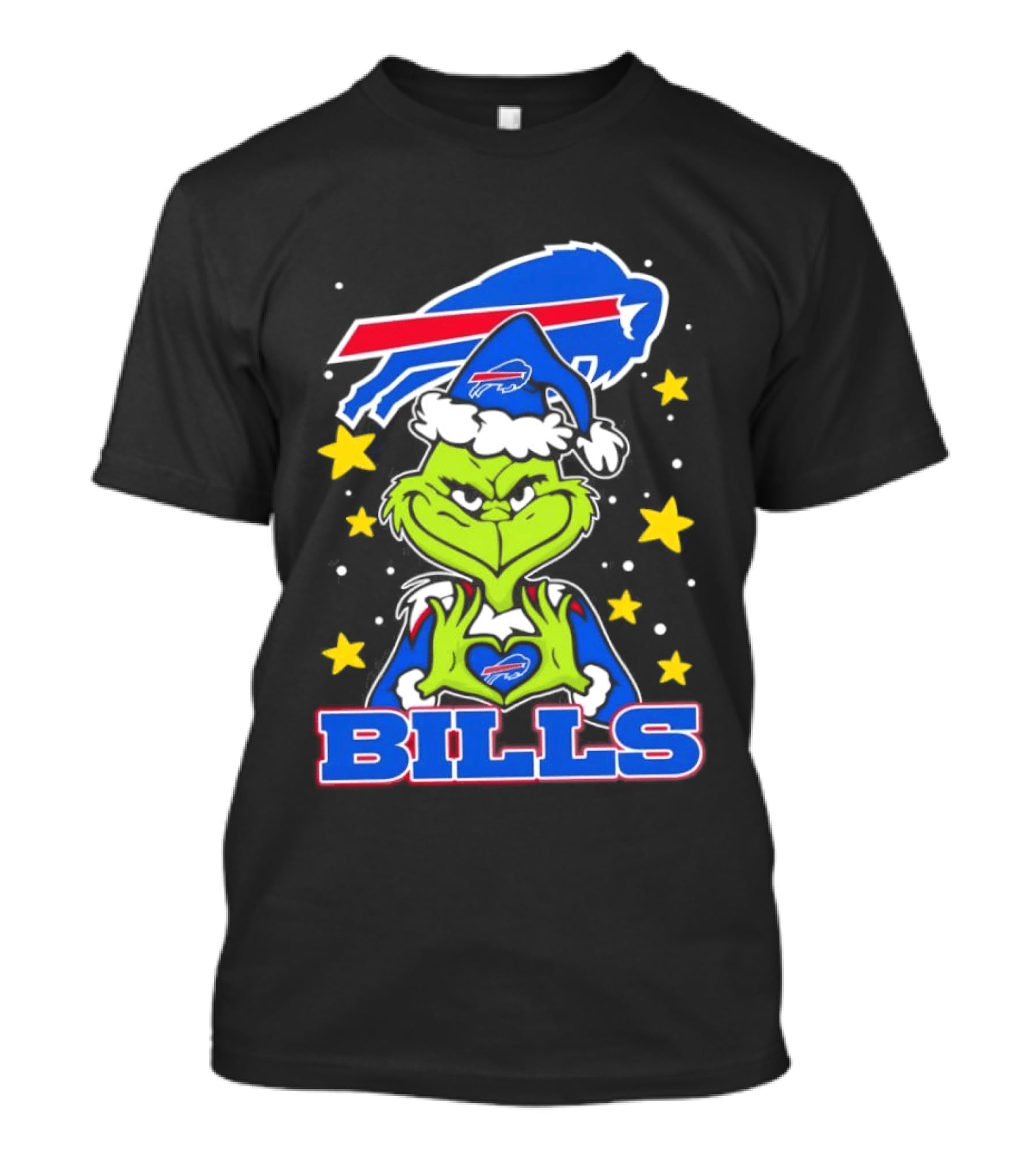 Grinch Heart Hands Christmas Buffalo Bills Football Holiday T-Shirt