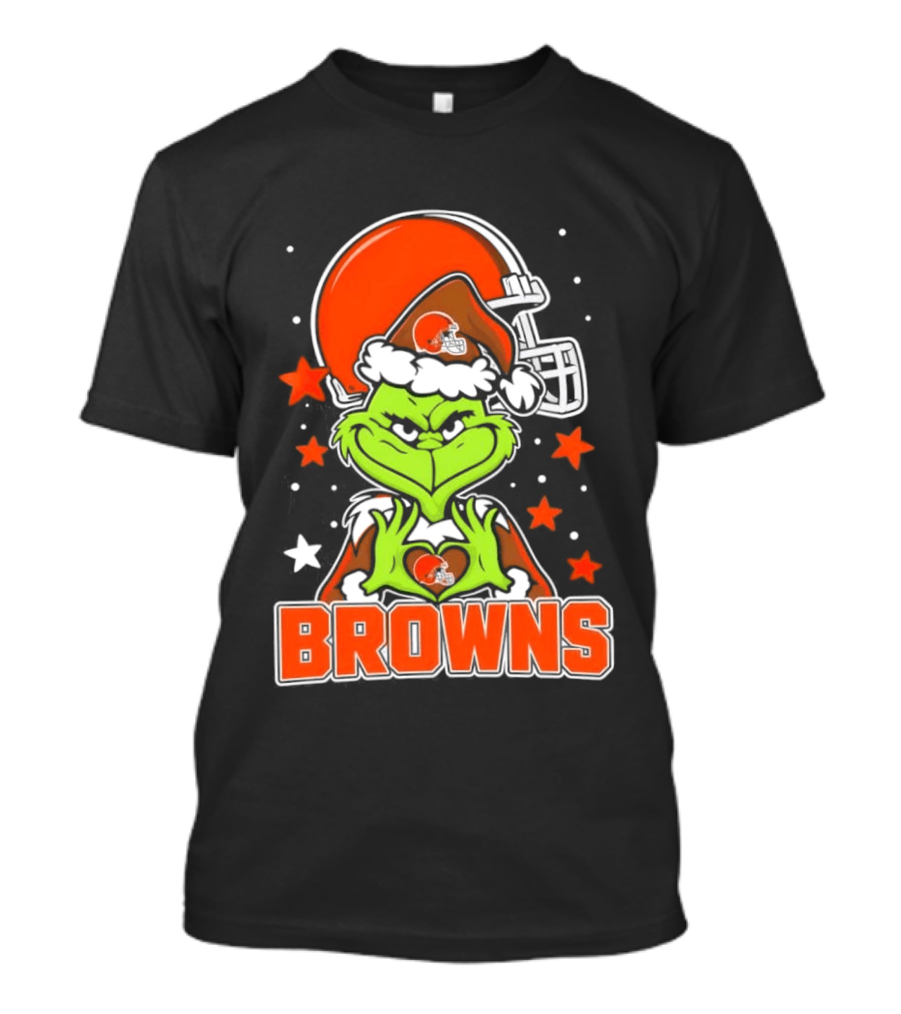 Grinch Heart Love Cleveland Browns Christmas Football T-Shirt