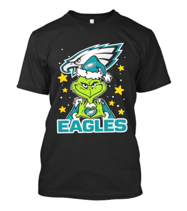 Philadelphia Eagles Christmas Grinch Heart Love T-Shirt