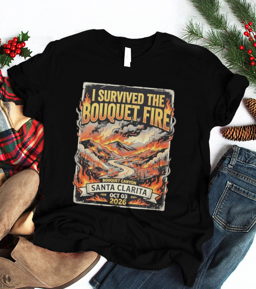 I Survived The Bouquet Fire Bouquet Canyon Santa Clarita Oct 03 2026 T-Shirt