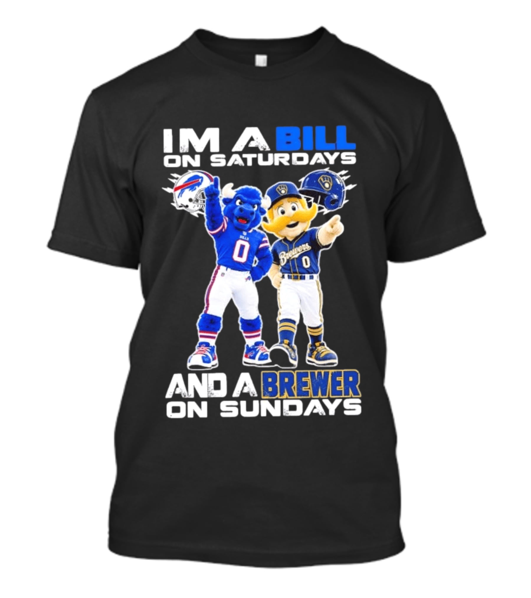 Buffalo Bills And Milwaukee Brewers Mascots Saturdays Sundays Fan Gear T-Shirt