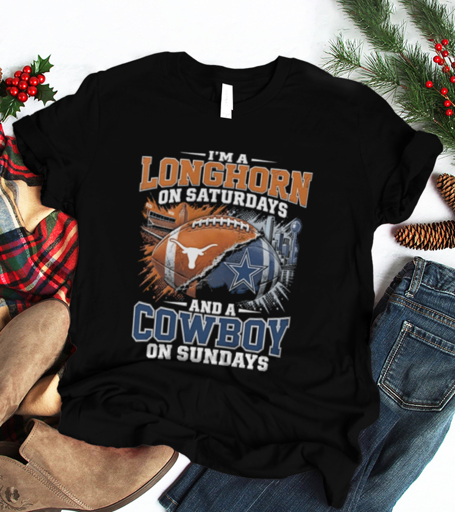 Texas Longhorn On Saturdays Dallas Cowboys On Sundays Fan Gear T-Shirt