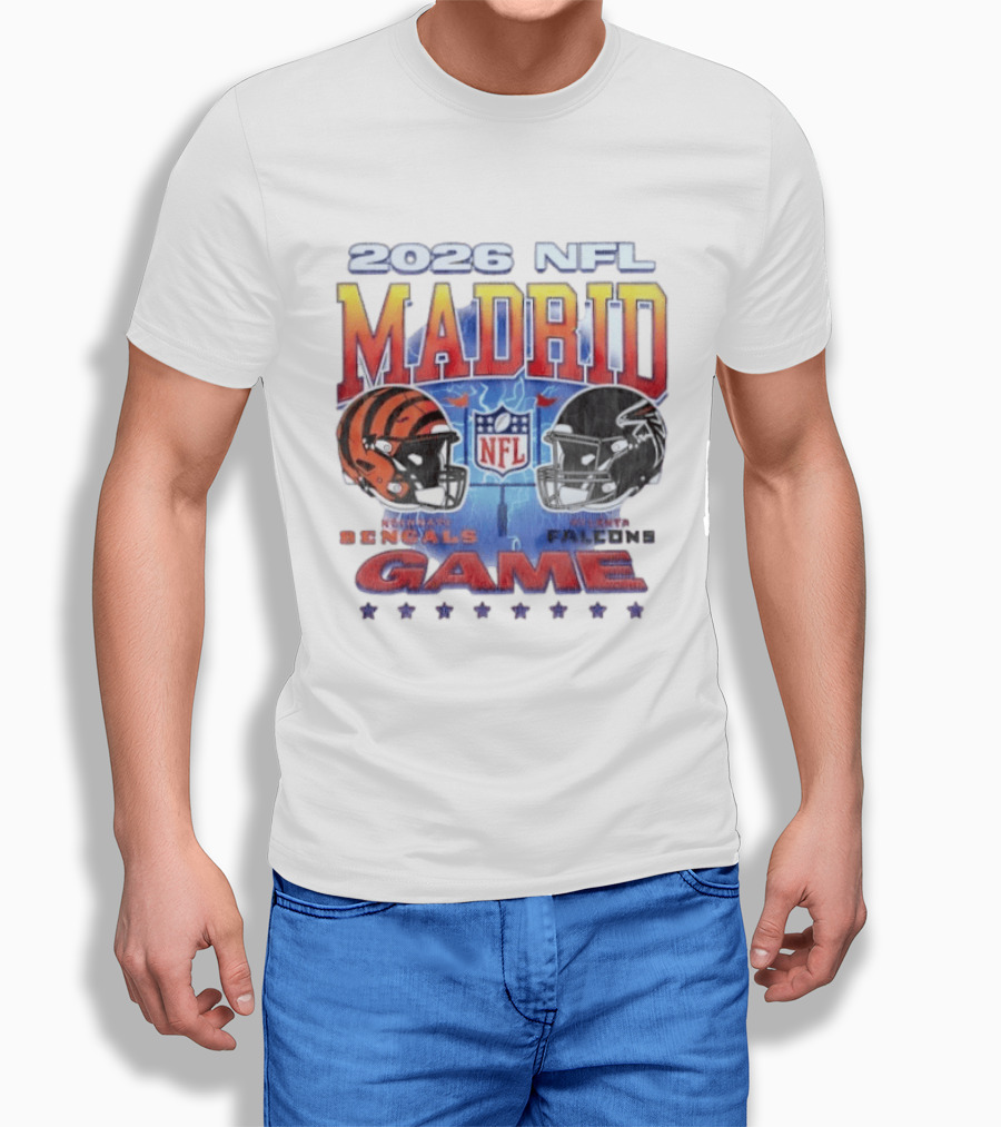 2026 NFL Madrid Game Cincinnati Bengals Vs Atlanta Falcons Matchup T-Shirt