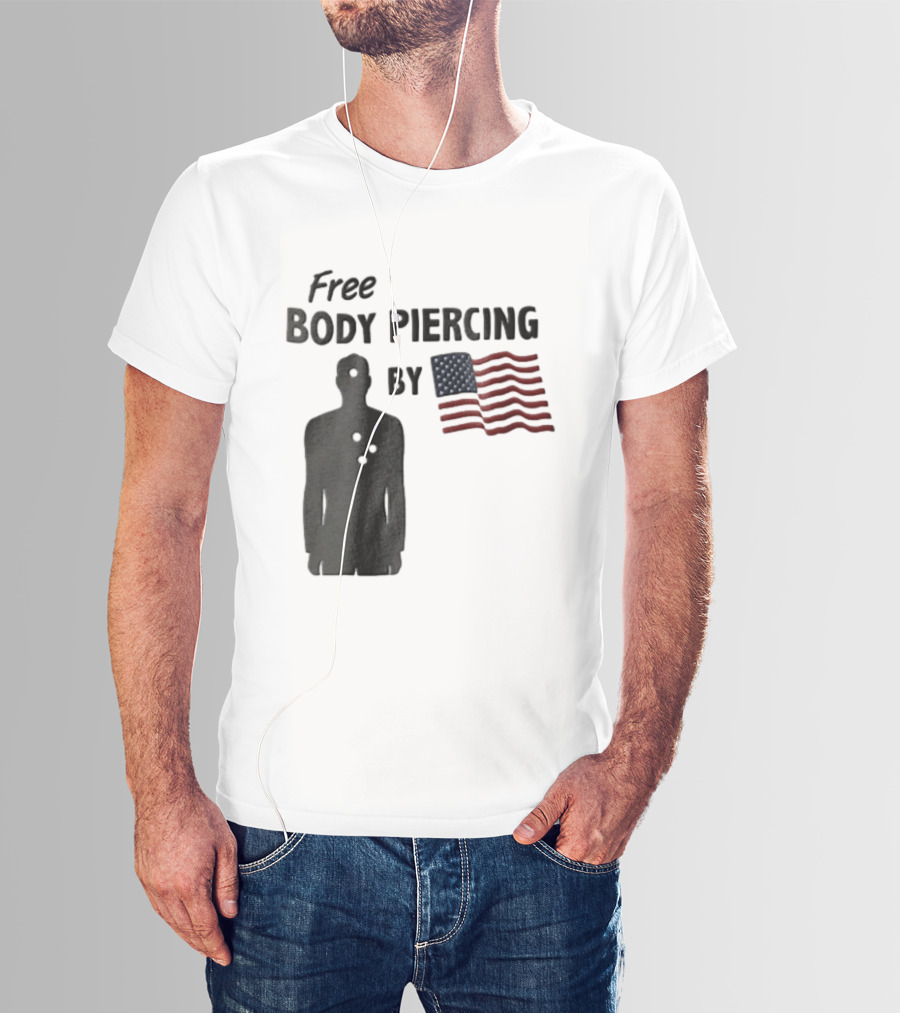 Free Body Piercing By Bullet Holes USA Flag T-Shirt
