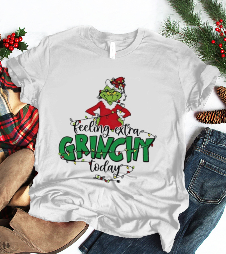 Feeling Extra Grinchy Today Christmas Lights Grinch T-Shirt