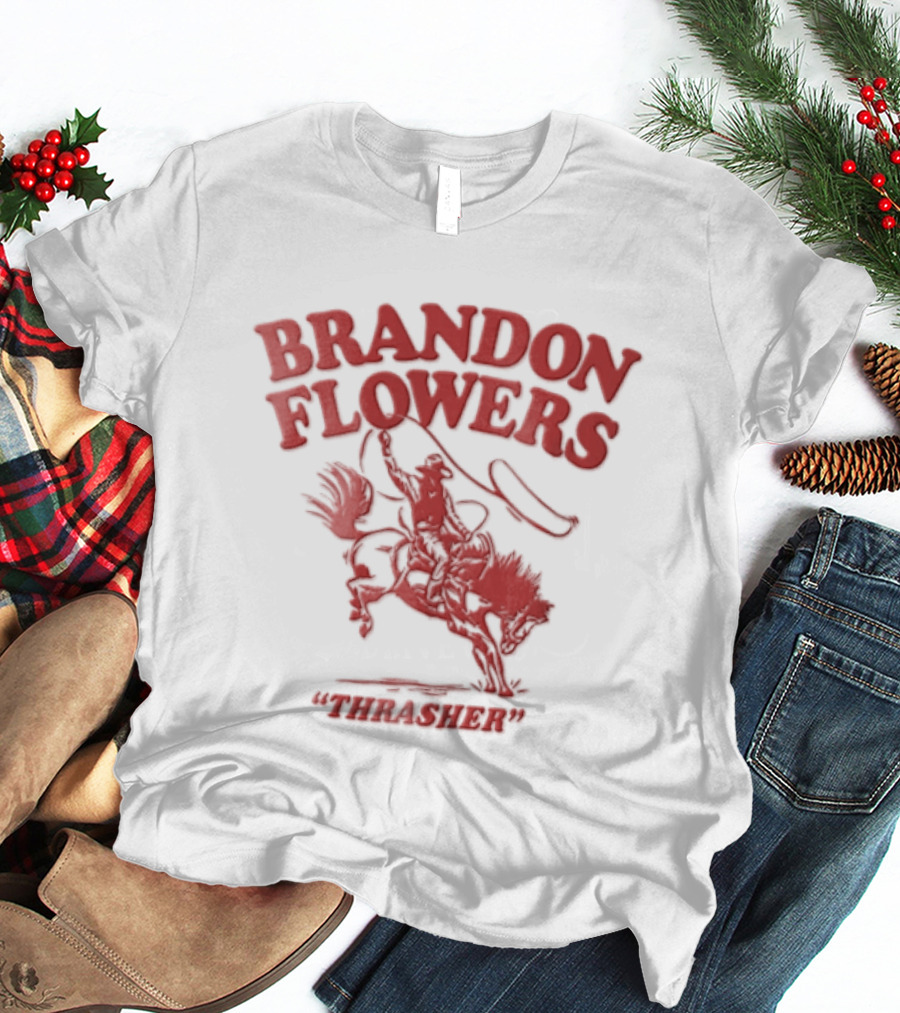 Brandon Flowers Kansas City Chiefs 24 Cowboy Riding Bucking Horse Lasso T-Shirt