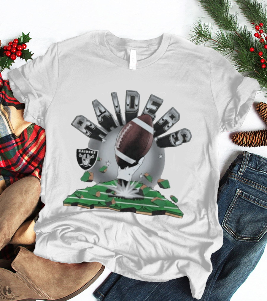 Raiders Football 2026 Explosive Clubhouse Breaking Through T-Shirt