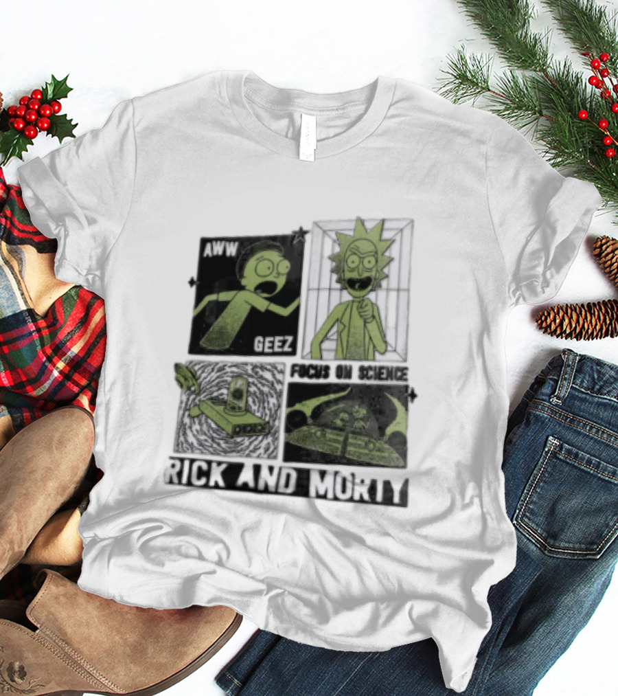 Aww Geez Rick And Morty Focus On Science Spaceship Portal T-Shirt