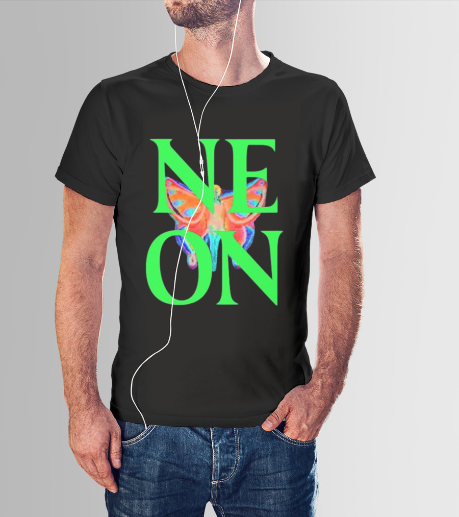 Neon Butterfly Interscope Store Colorful T-Shirt