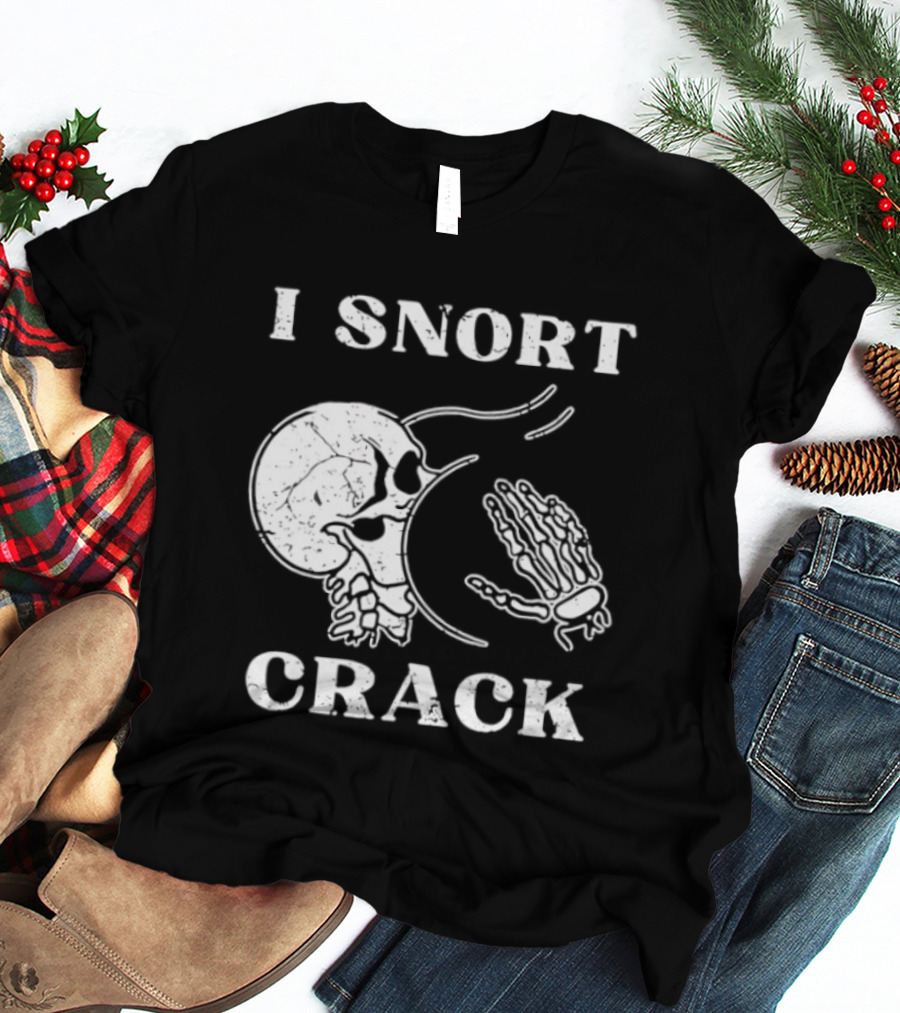 I Snort Crack Skull Skeleton Praying Hands T-Shirt