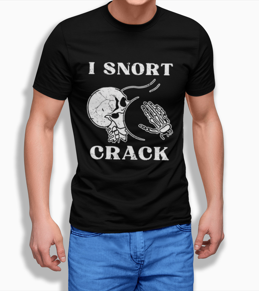 I Snort Crack Skull Skeleton Praying Hands T-Shirt