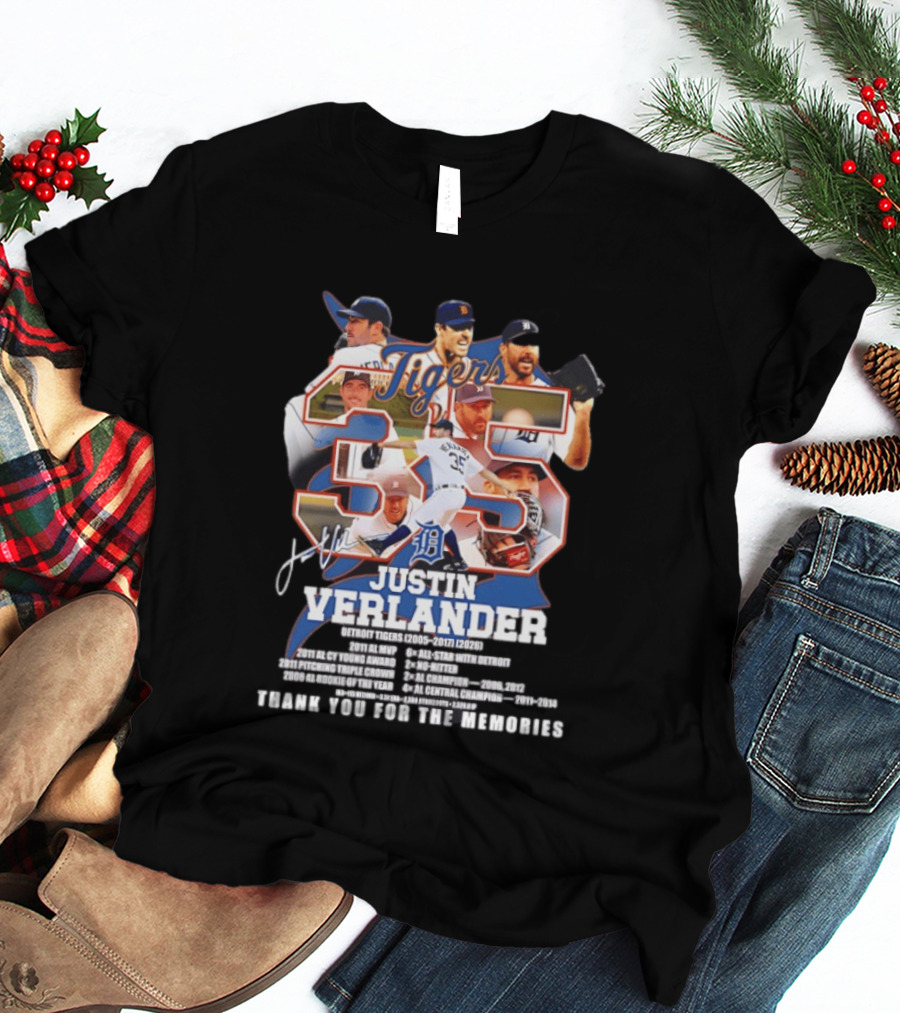 Detroit Tigers Justin Verlander 35 Thank You For The Memories 2026 T-Shirt