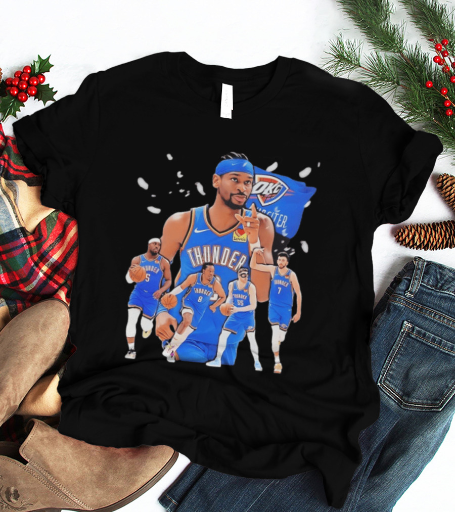 Oklahoma City Thunder 2026 NBA Players Collage With OKC Thunder Logo And Basketball Team Members T-Shirt