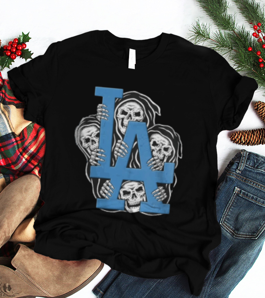 MLB Los Angeles Dodgers LA Four Grim Reapers Holding T-Shirt