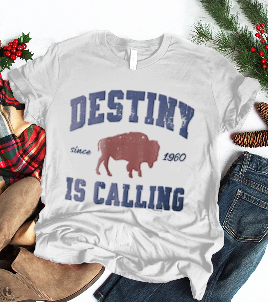 Destiny Is Calling 1960 Buffalo Bills Red Buffalo Distressed T-Shirt
