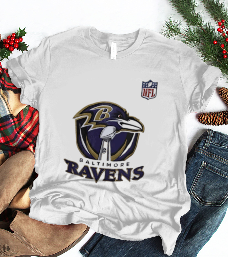Baltimore Ravens Lamar Jackson 8 NFL Logo Ravens Football T-Shirt