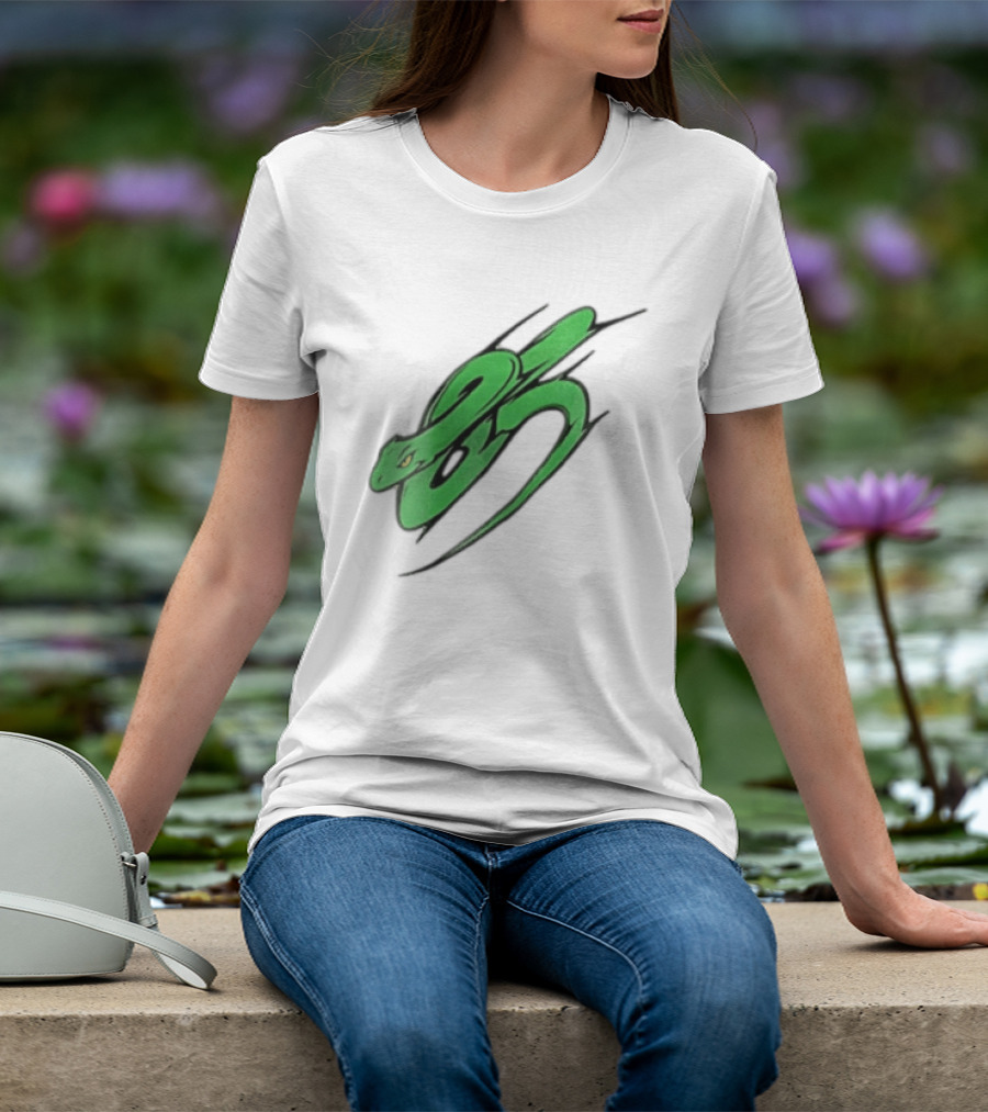 Green Snake Shaped Number Five Serpent T-Shirt