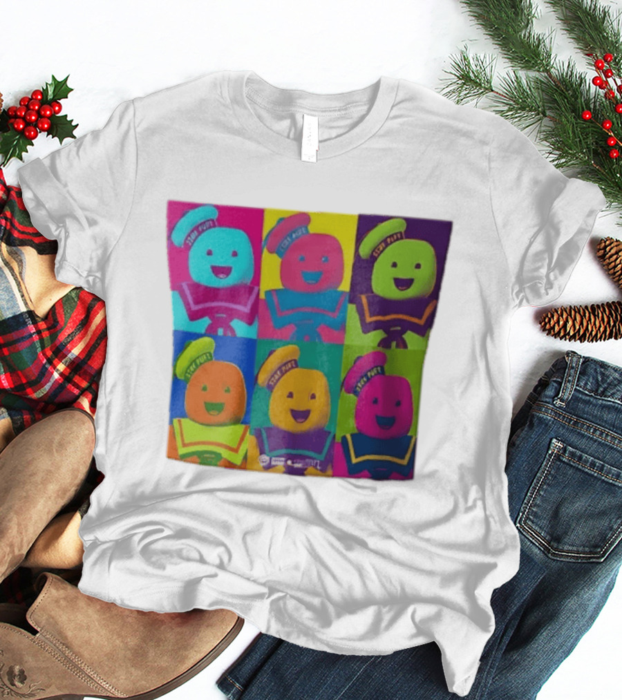 Movie Ghostbusters Stay Puft Marshmallow Man Six Colorful Pop Portraits T-Shirt