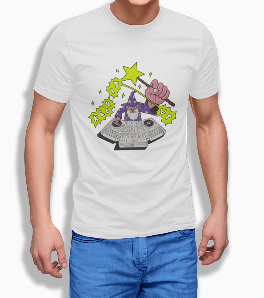Wizard DJ Keep It Up Music Producer DJing Magic Spell Turntable Controller T-Shirt