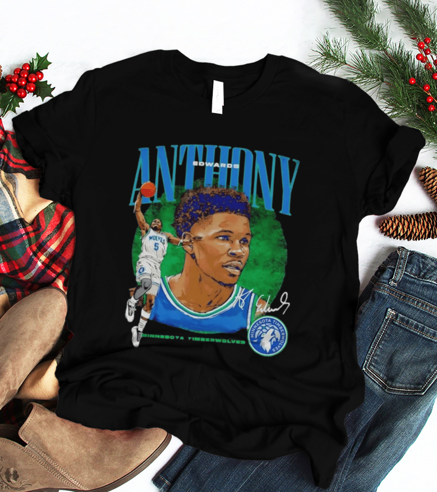 Anthony Edwards No 5 Minnesota Timberwolves Basketball Star Wolves T-Shirt