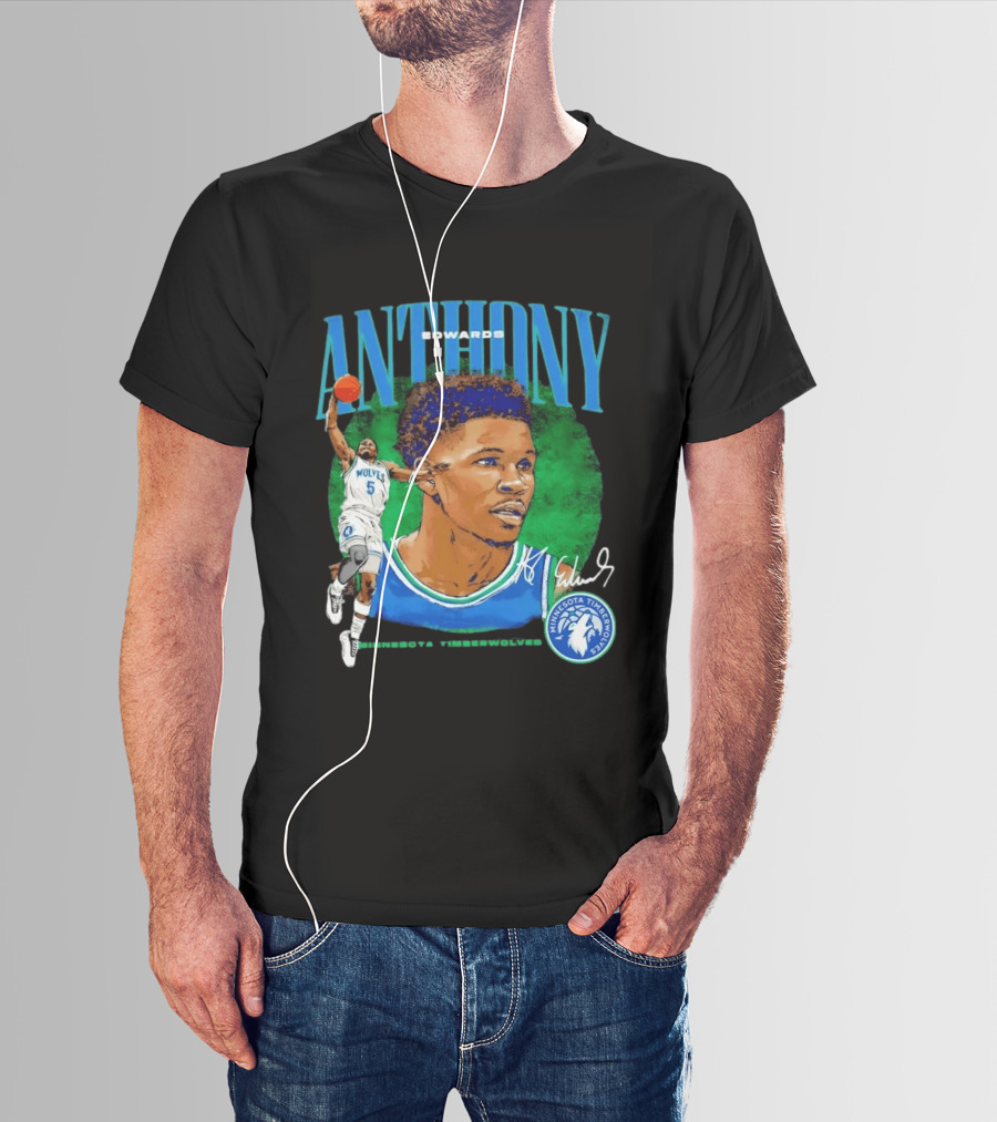 Anthony Edwards No 5 Minnesota Timberwolves Basketball Star Wolves T-Shirt