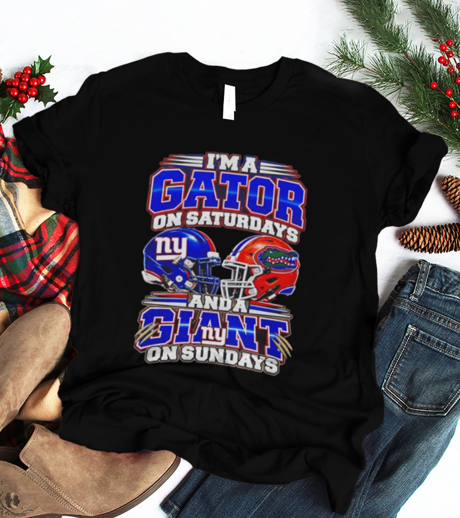 I'm A Gator On Saturdays And A Giant On Sundays NY Helmets T-Shirt